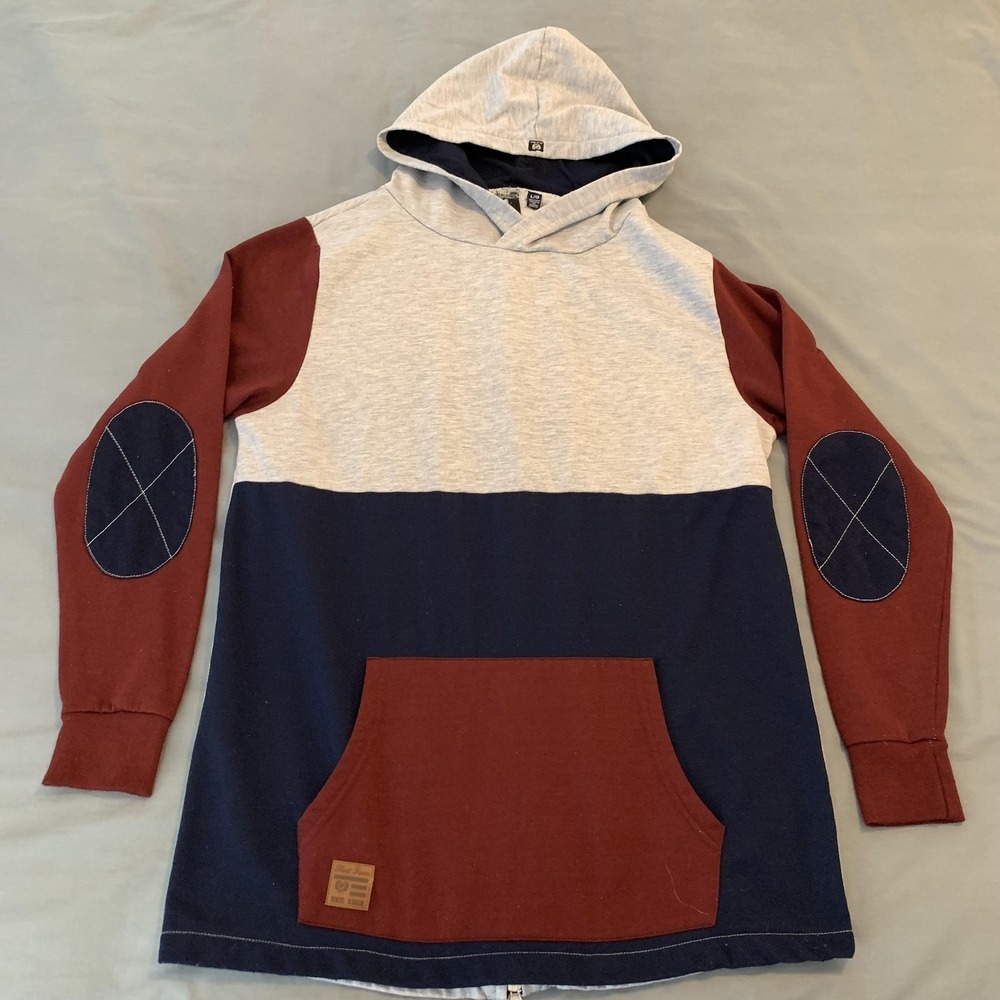 Phat Farm Hoodie Mens Large Colorblock Patch Fleece "Back Zip" Skater Y2K Crazy‎